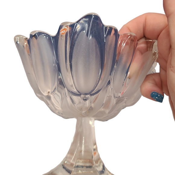 Vintage Mikasa Frosted Glass Crystal Satin Tulip Footed Bowl Dish Rare - Picture 10 of 16